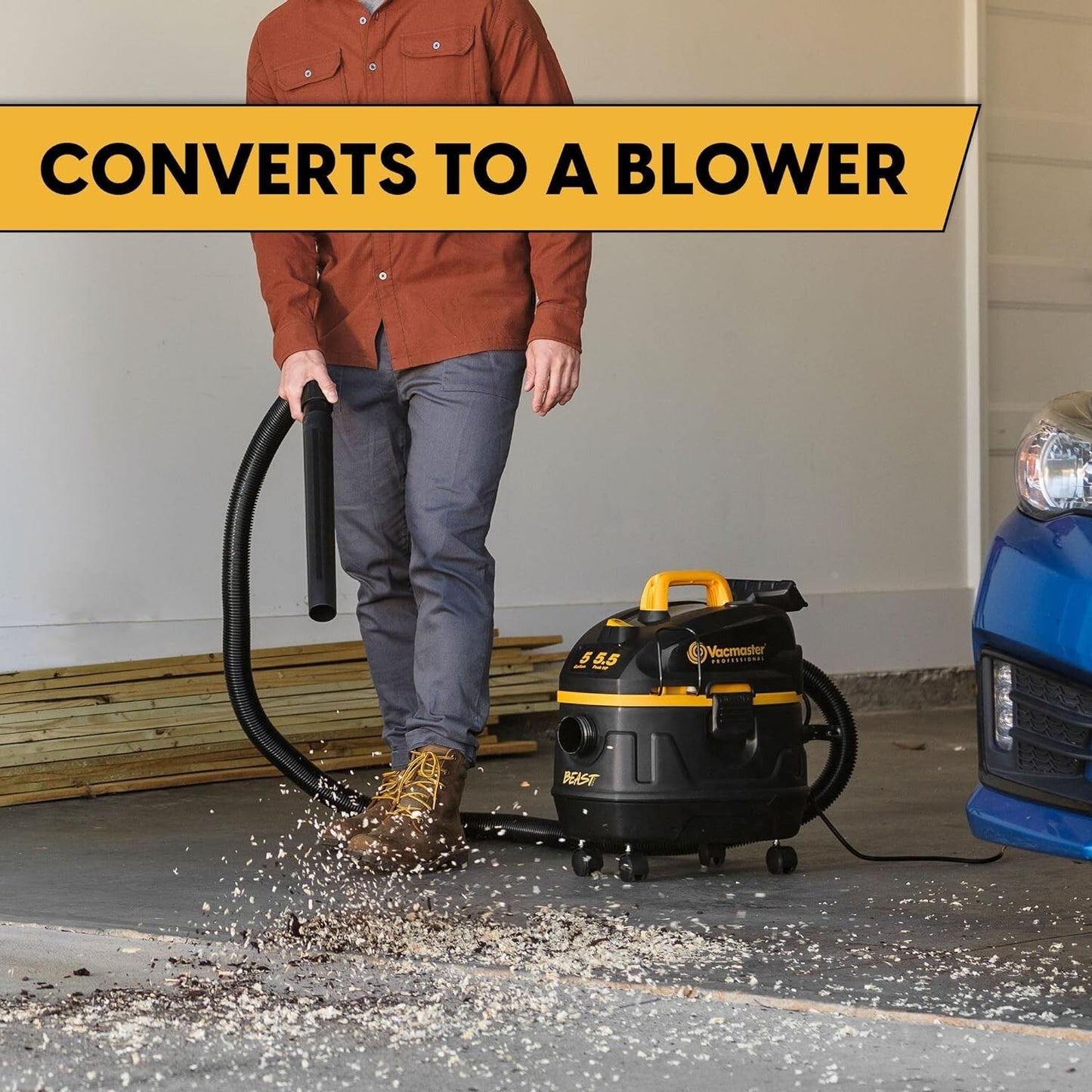 Professional 5-Gallon Wet/Dry Vacuum with Powerful 5.5 HP Motor & 9 Accessories
