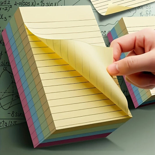 200 Sheets Lined Self-Stick Notes - 4 Assorted Colors - Dual Size Portable Notep