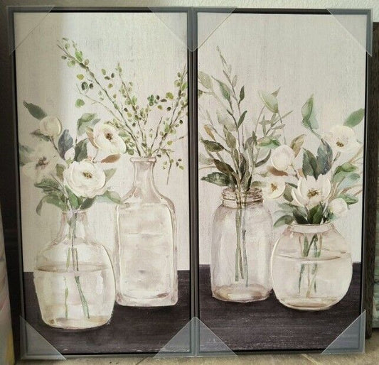 Painting of White Flower Abstract on Canvas