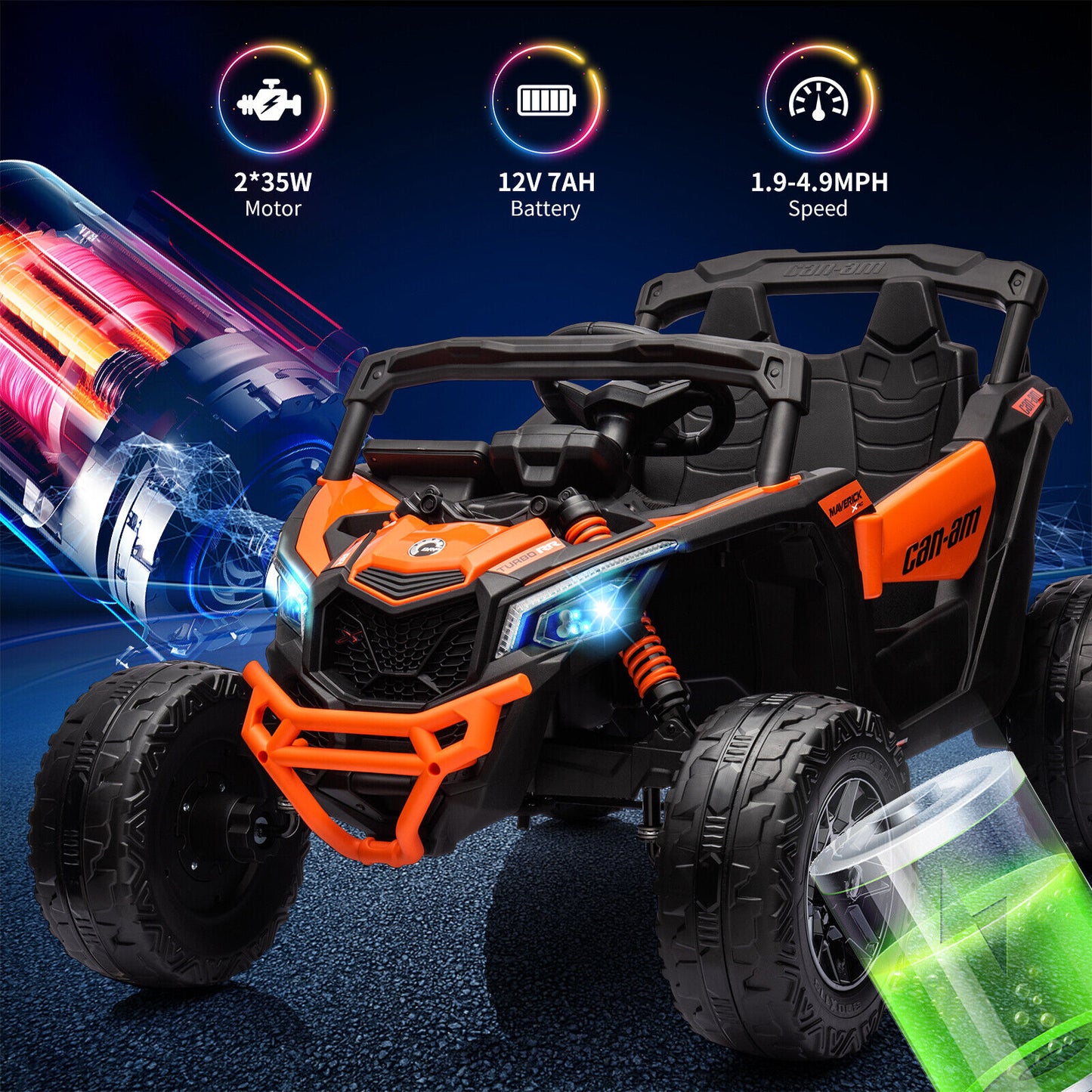 Can-Am Licensed 12V Ride on UTV Car for Kids Electric Fun Toys 4WD Off-Road Quad