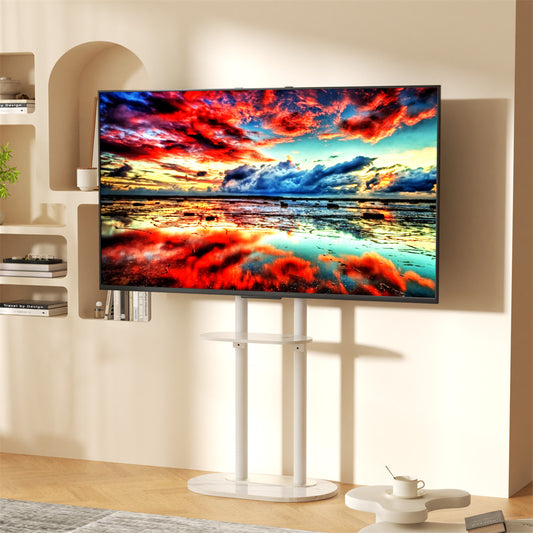 Height Adjustable Floor TV Stand with Mount Stone Shelf for 40”-75” Load up 40KG
