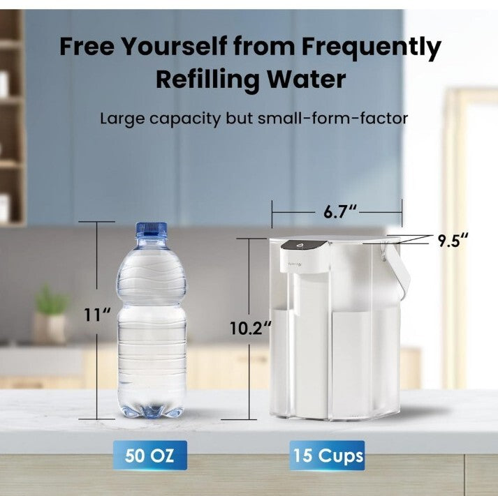Waterdrop Electric Pitcher, 3 Months Water Filter Dispenser, 15-Cup White & Blue