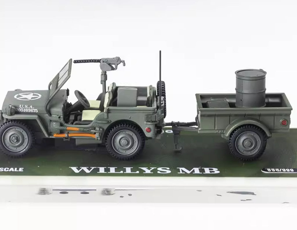 ZD TM 1:64 Military Wellys MB Trailer Model Diecast Metal Car BN