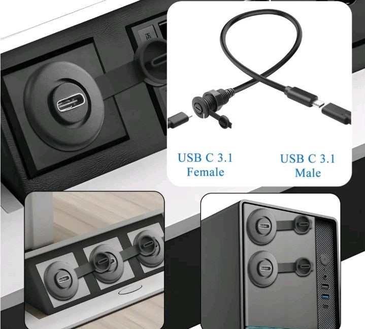 10Gbps USB C 3.1 Threaded Fixed Short Cable Connector USB Type C 3.1 Male to ...