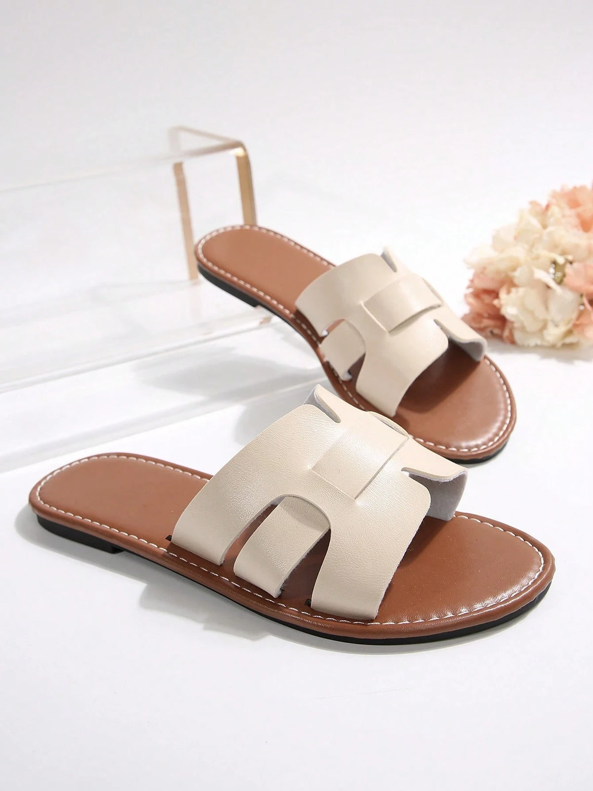 Casual Flat Slippers For Women, Open Toe, Woven Roman Sandals, Summer Outdoor W