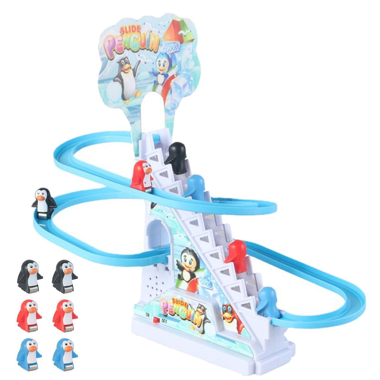 Penguin Climbing Toys Music Electric Race Track Game for Boys Toddlers Kids