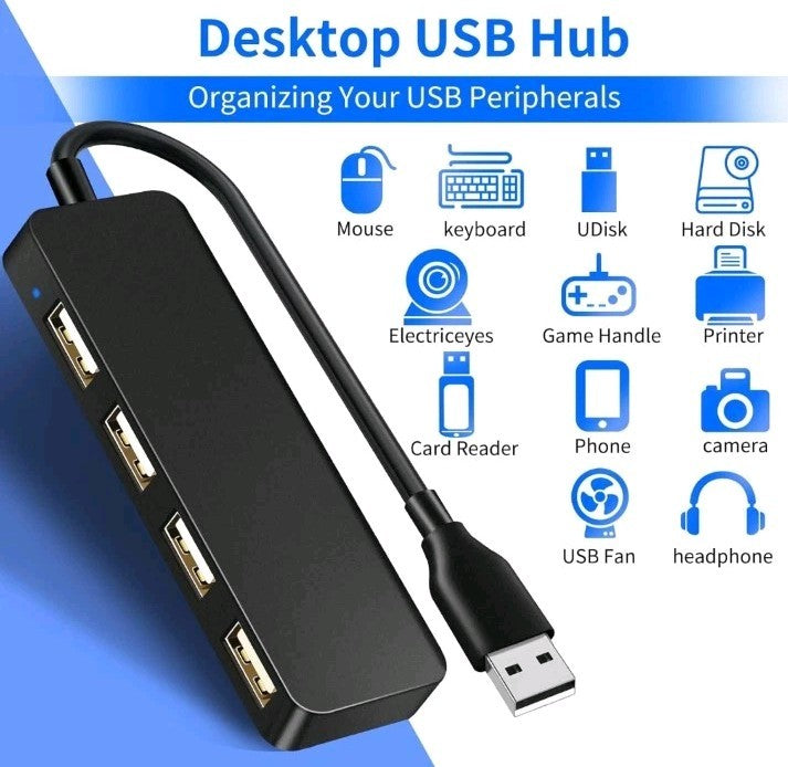 USB 3.0 Hub 4-Port USB Hub USB Splitter USB Expander for Laptops Flash Drive HDD