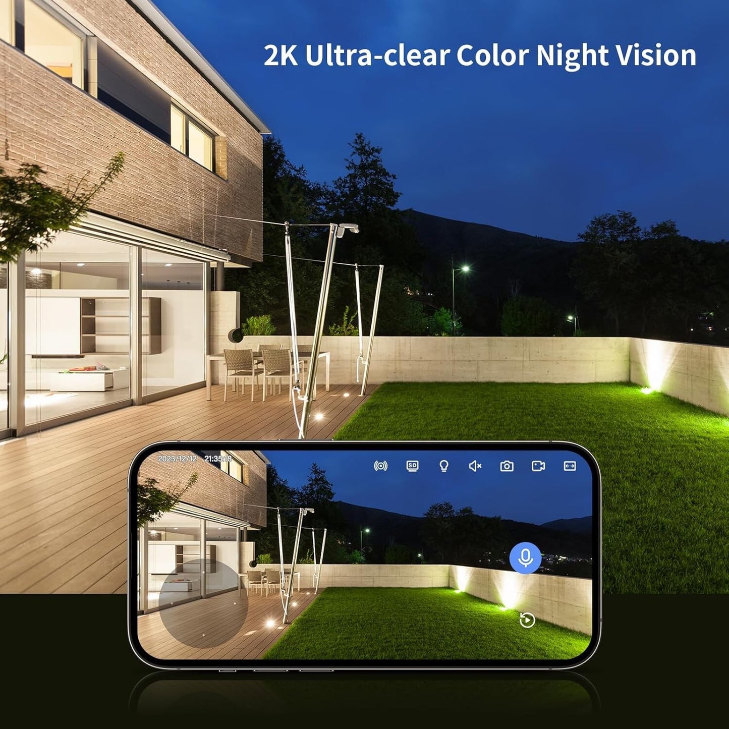 Smart Indoor/Outdoor 2K Security Camera - AI Detection, 2-Way Audio, Waterproof