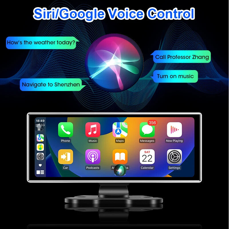 11.26" Car DVR 4K Dash Cam Dual Lens Wireless Carplay & Android Video Recorder