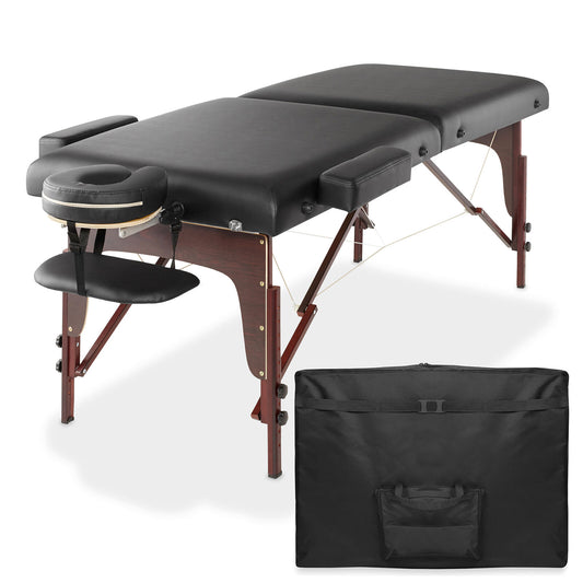 Portable Reiki Massage Table with Tilt Backrest & Carrying Case - Black