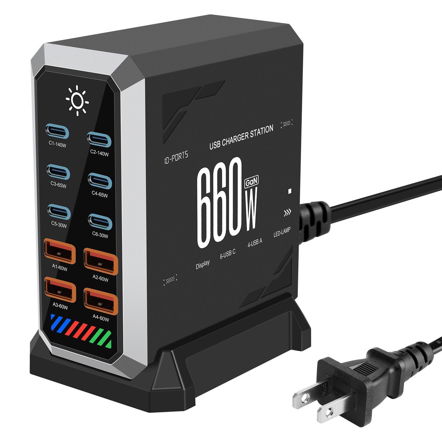 660W 10 Port GaN USB C Charger Station Type C PD Fast Charger For iPhone Macbook