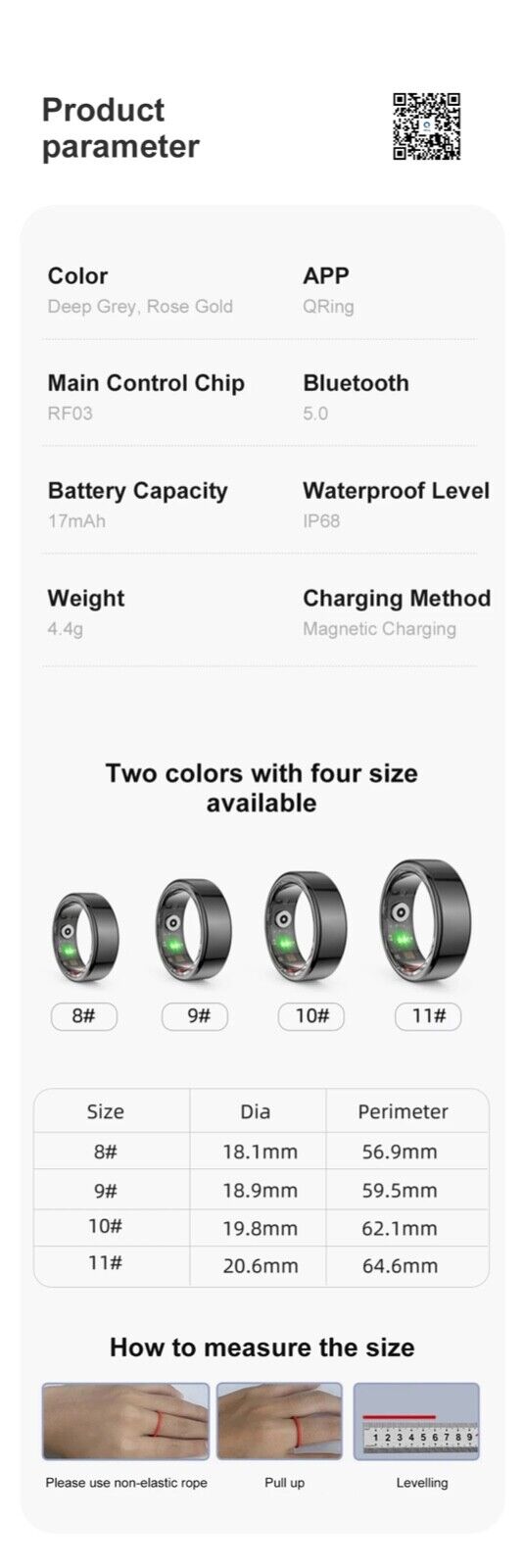R02 Smart Ring Military Grade Titanium Steel Shell Health Monitoring IP68 &
