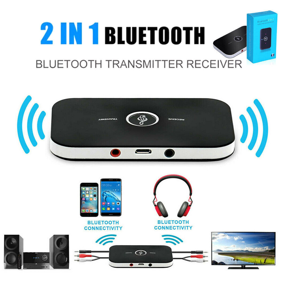 Bluetooth Transmitter Receiver Wireless Adapter For Home stereos TV /DVD player