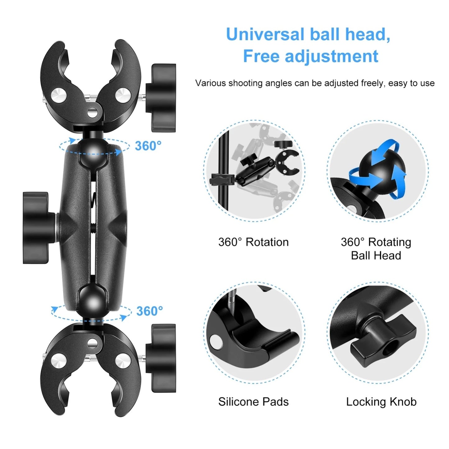 Double Head Super Clamp, Ballhead Magic Arm Camera Clamp, Crab-Shaped Monitor...