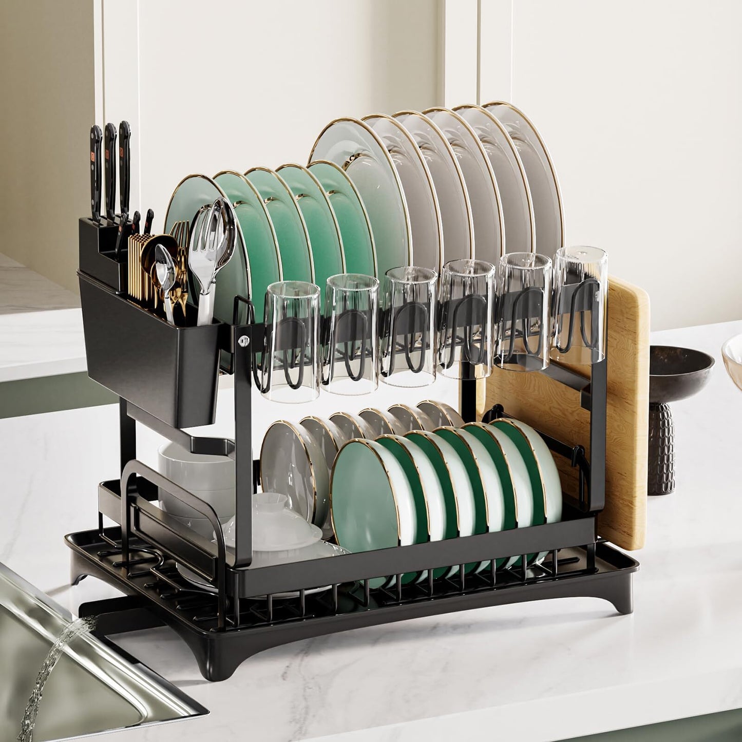 Dish Drying Rack, Multifunctional Dish Rack, Rustproof Kitchen Dish Drying Ra...