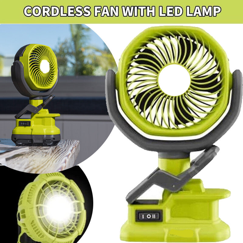 Portable Cordless Jobsite Fan For Ryobi 18V Battery With Led Light Outdoor