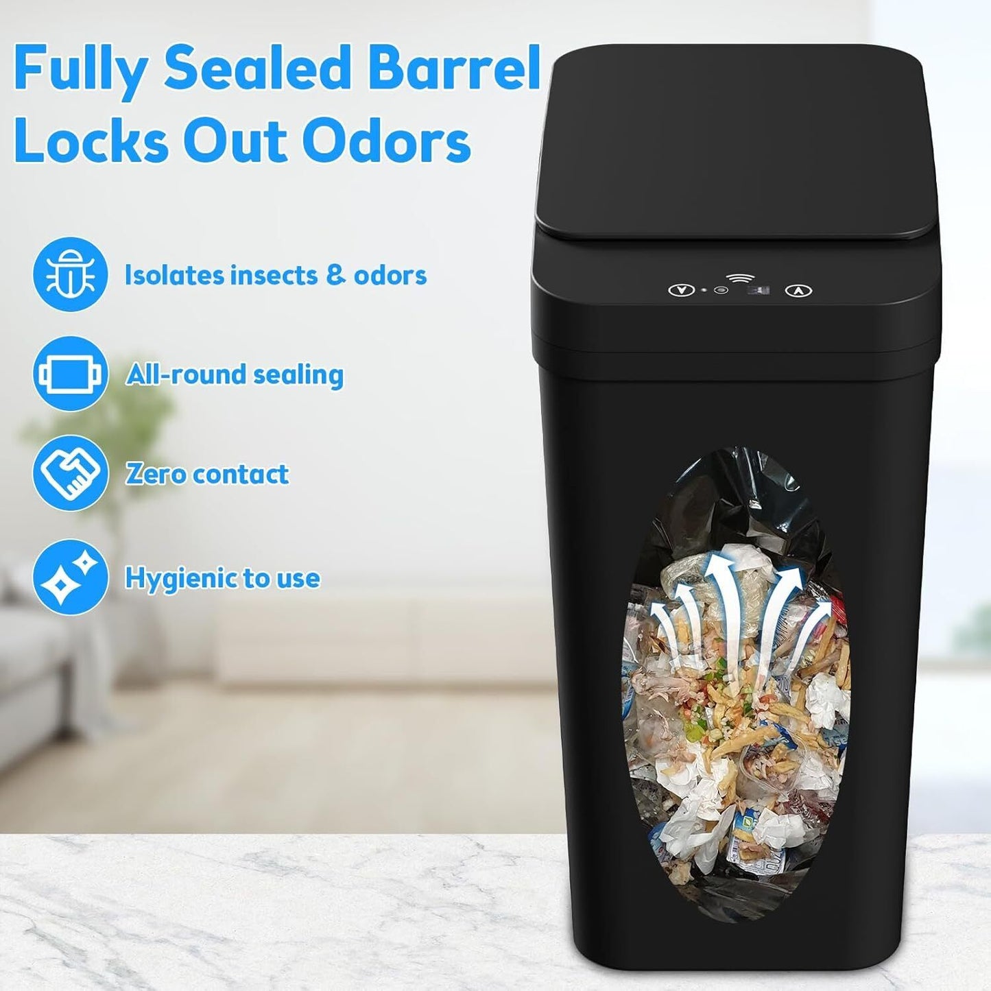 2 Pack Automatic Touchless Garbage Bin Motion Sensor Trash Can Waterproof Office