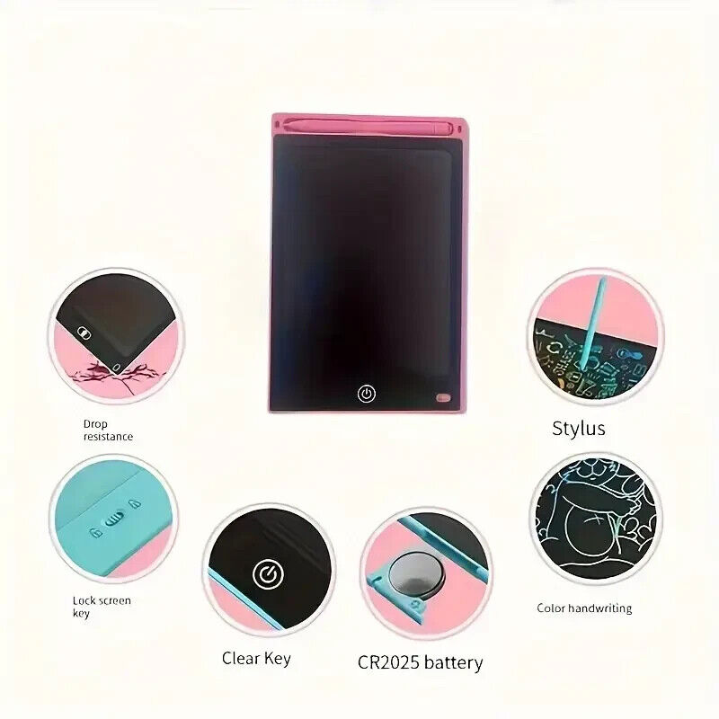 8.5 Inch LCD Writing Tablet for Kids Sketch Drawing Pad Doodle Board Pink