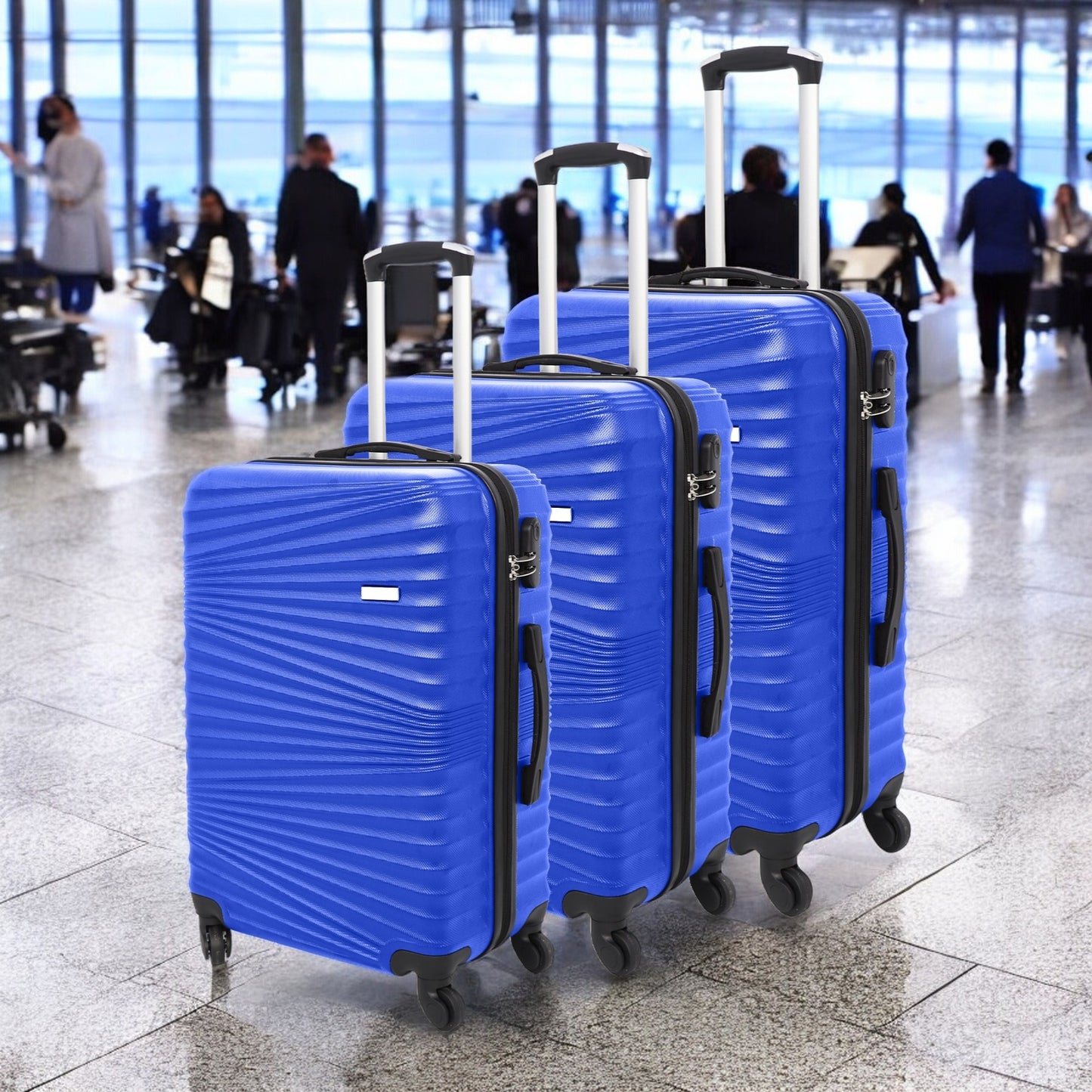 3 Pcs Suitcase Set ABS Hard Shell 4 Wheeled Trolley Lightweight Luggage PIONEER