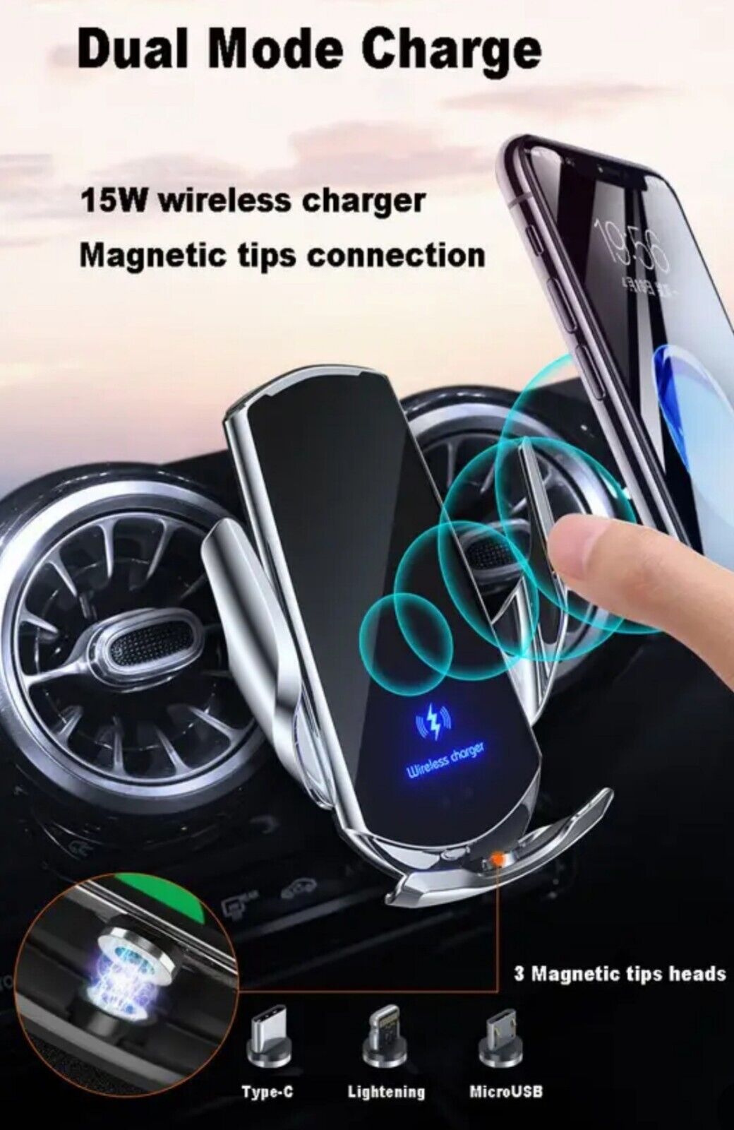 3 In 1 Q3 Smart Sensor Wireless Automatic Car Charger Universal,USA Seller
