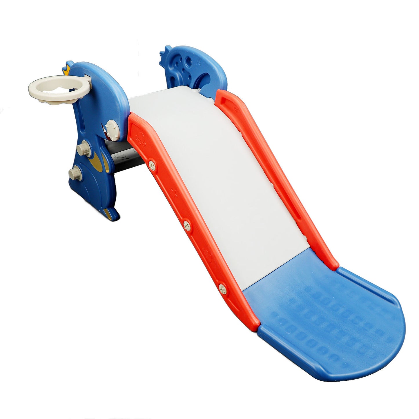Toddler Indoor Slide for Age 0 To 3 Dinosaur Foldable Slide with Basketball Hoop