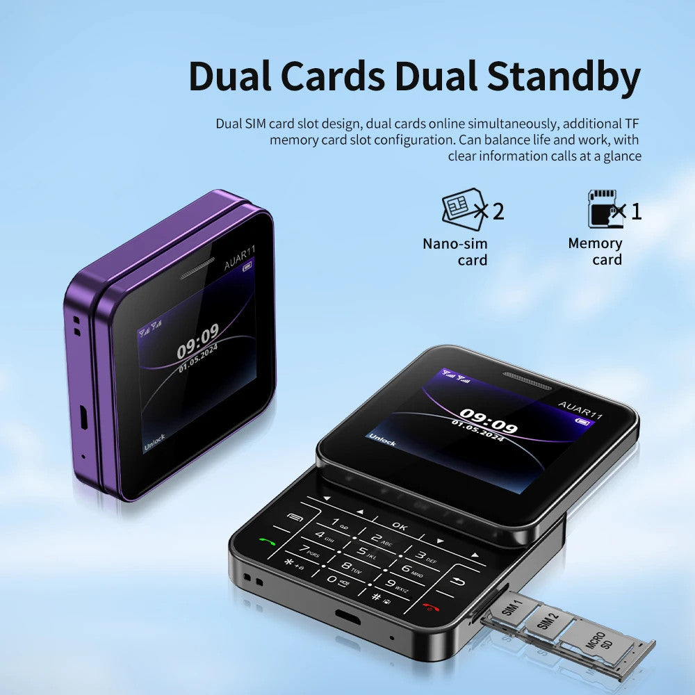 SERVO Rotating Sliding Mini Mobile Phones 2.4“ GSM Blacklist Speed Dail Dual SIM