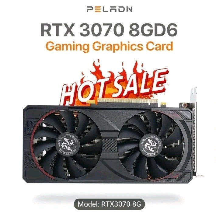 Peladn Gaming GPU Nvidia RTX 3070 8G Graphics Card GDDR6 Dual Fan
