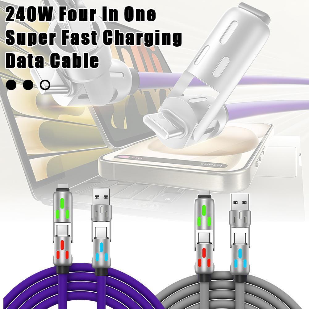 4-in-1 240W USB-C Cable, USB C Cable 1.2m, Multi USB Charging Data Cables HOT!