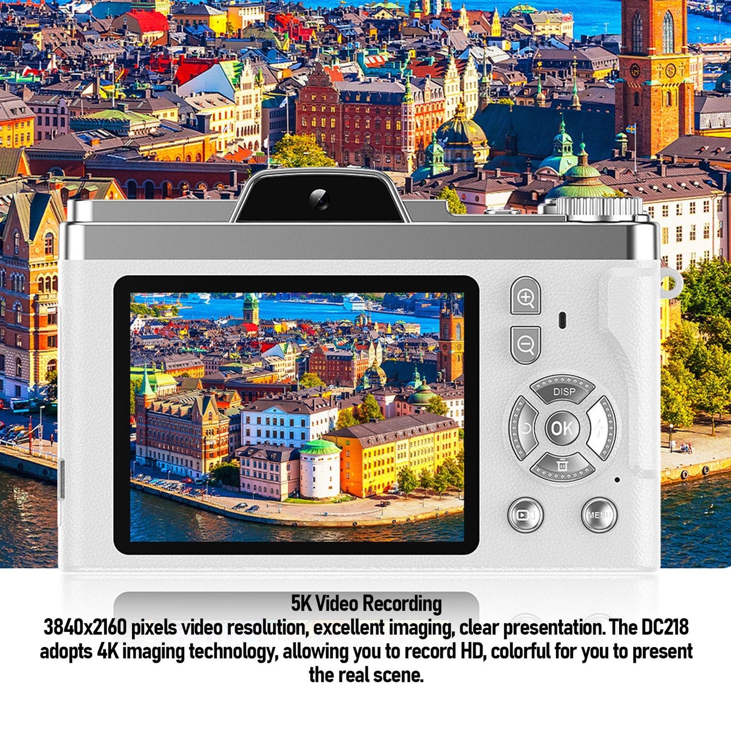 Digital Camera 64MP Pixels 5K HD 16x Zoom AF Autofocus Retro Compact Vlog Kit