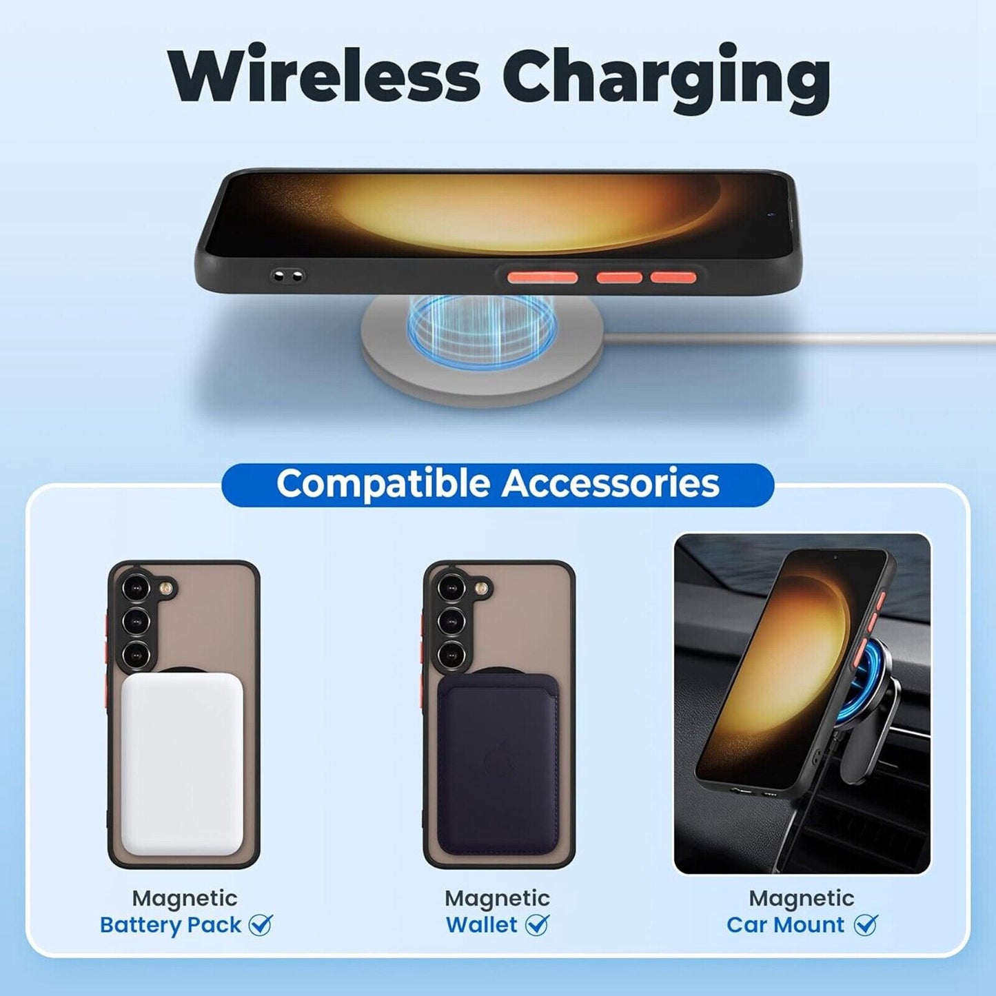 For Samsung Galaxy S25Ultra S24FE S23 Case Mag Safe Magnetic Frosted Phone Cover