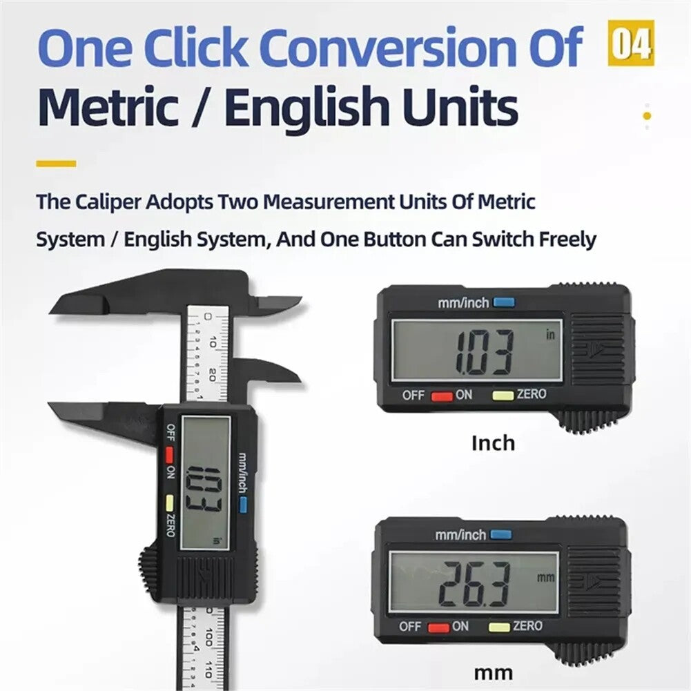 6" 150mm Digital Caliper Micrometer LCD Gauge Vernier Electronic Measuring Ruler