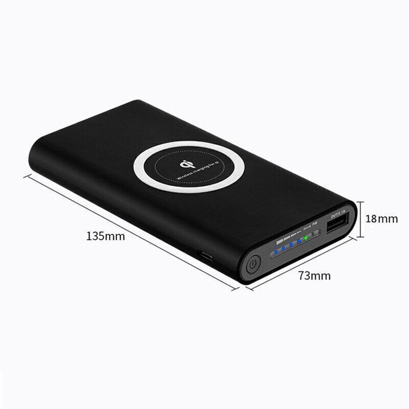 Power Bank 10000MAH Wireless Fast Charging USB Charger High Capacity External