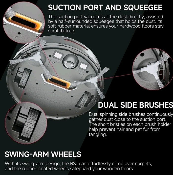 RS1 Robot Vacuum, Brushless Tangle-free,140min Runtime, Automatic Recharge