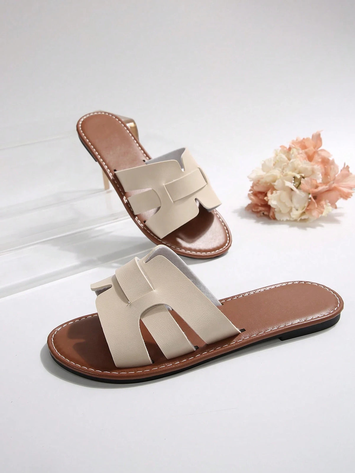 Casual Flat Slippers For Women, Open Toe, Woven Roman Sandals, Summer Outdoor W