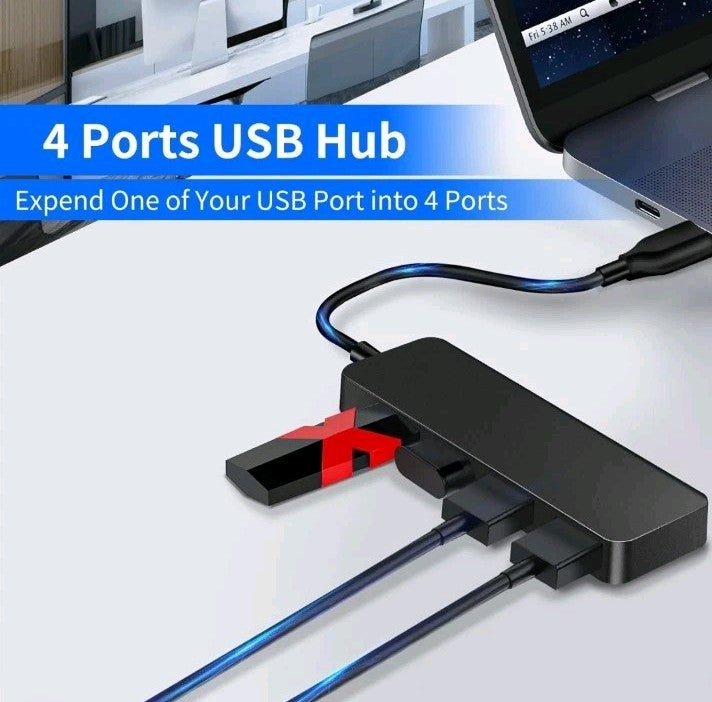 USB 3.0 Hub 4-Port USB Hub USB Splitter USB Expander for Laptops Flash Drive HDD