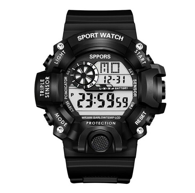 Men's Watches Military Army Sports Digital LED Shockproof Watch Alarm Stopwatch