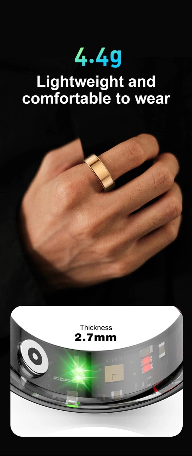 R02 Smart Ring Military Grade Titanium Steel Shell Health Monitoring IP68 &