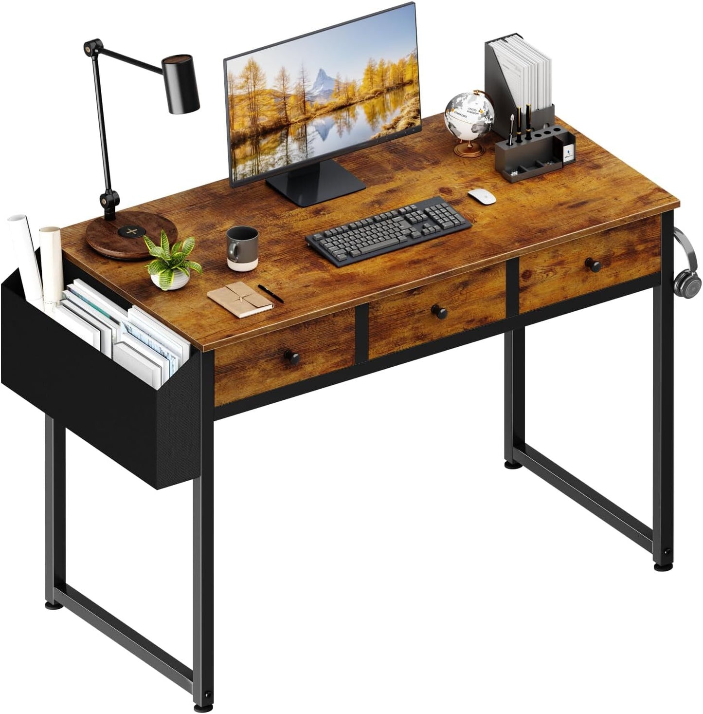Small White Desk with Drawers - for Bedroom, 32 Inch Home Computer Desk