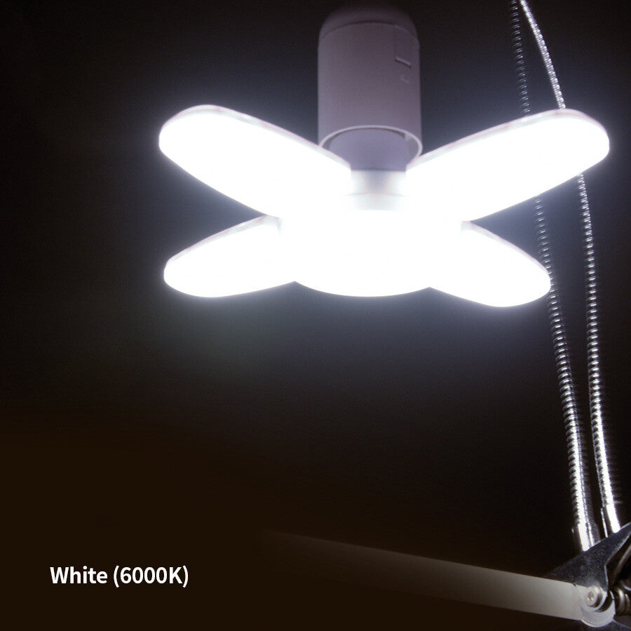 E27 LED Bulb Fan Blade Lamp Foldable For Home Shop Garage Ceiling Fixture Lights