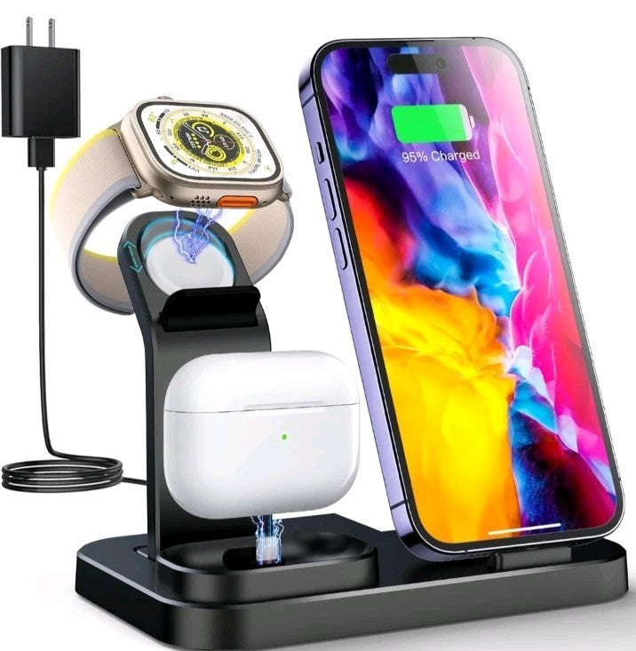 5 IN1 Wireless Charger Charging Station For Apple Watch Air Pods iPhone 16 15 14
