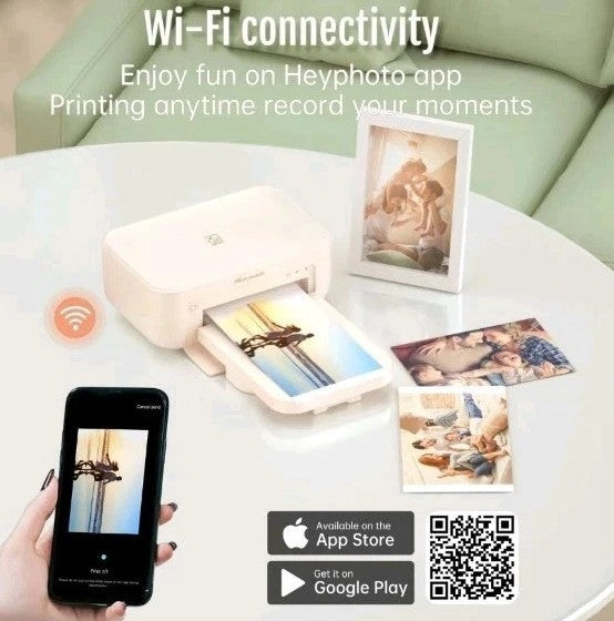 HPRT PHOTO PRINTER 4"X6",+20 SHEETS&1 RIBBON,WI-FI WIRELESS INSTANT PICTURE