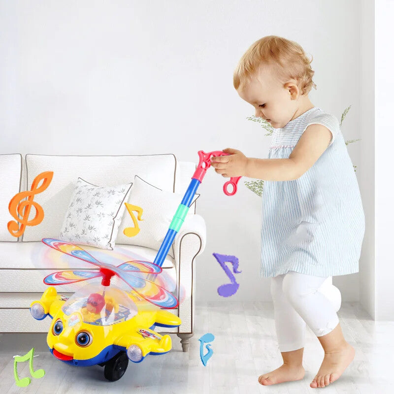 Baby Walker Toy | Hand Push Plane Car for Toddlers Push Along Walking for Kids