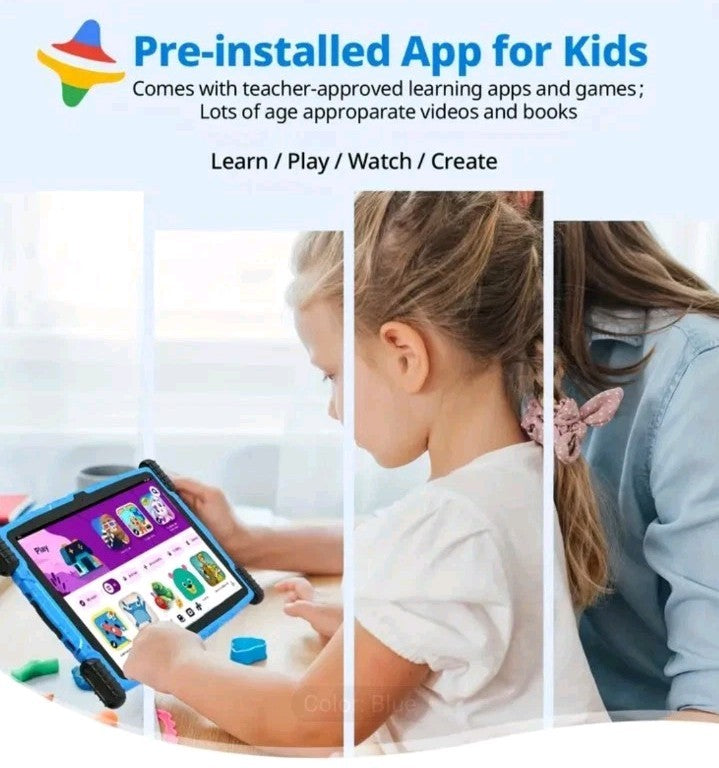 Kids Tablet, 10 Inch Tablet for Kids Android 13, 4GB+64GB/1 TB Expansion, Blue