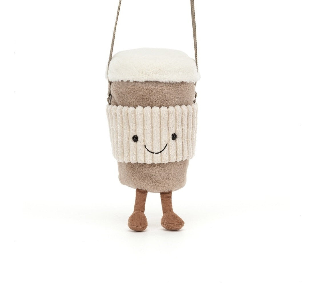 Jellycat AMUSEABLE COFFEE TO GO BAG Soft Plush Purse with Free Dust Bag