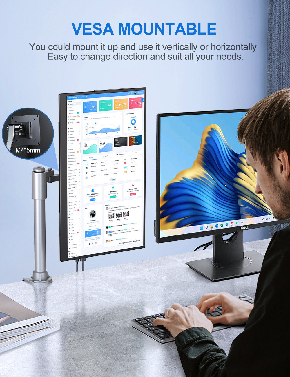 UPERFECT 18.5" 1080P Portable Monitor FHD Screen w/Bracket Freetanding -UMax 18