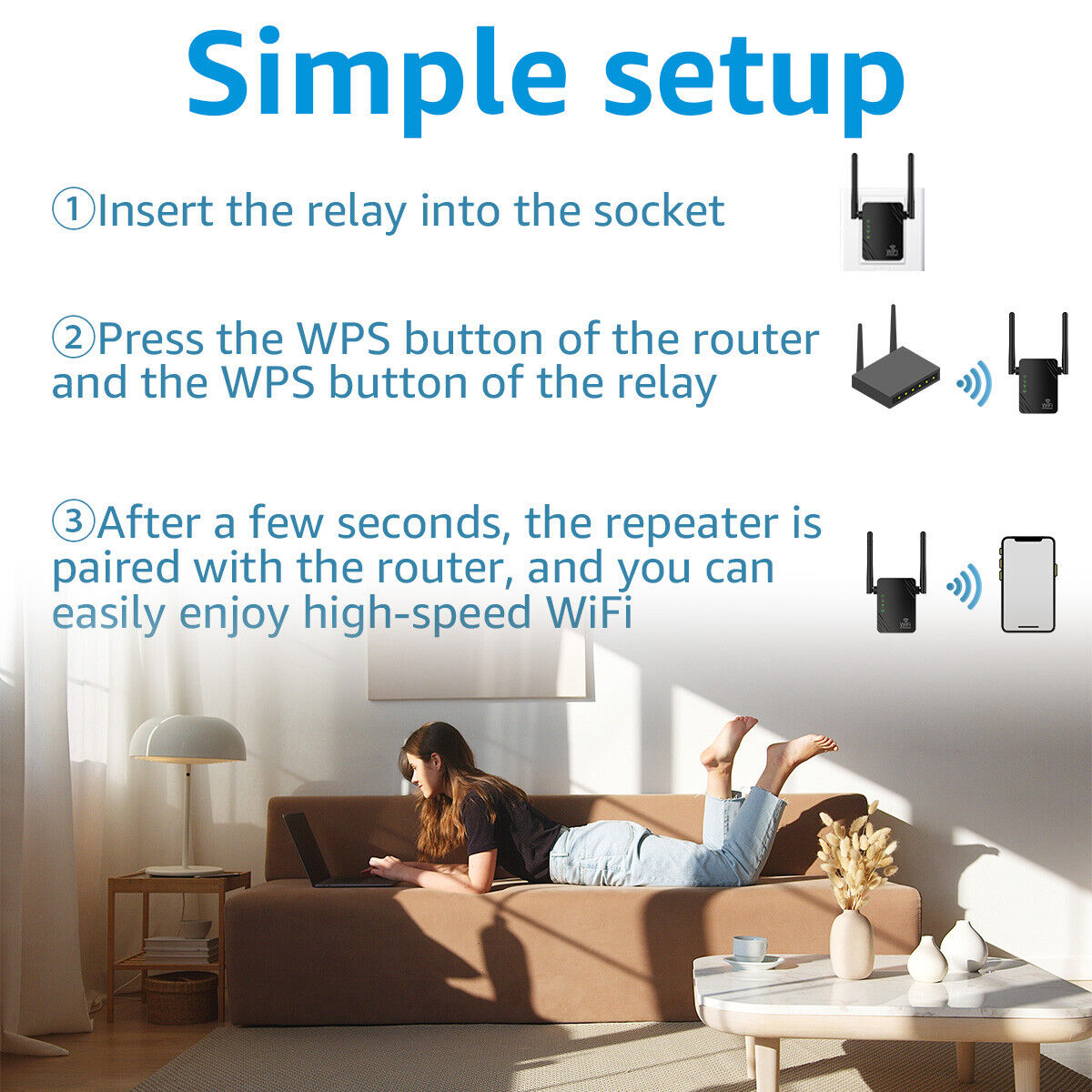 Upgraded WiFi Range Extender 300Mbps Internet Booster Wireless Signal Repeater