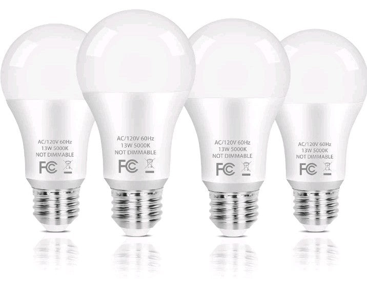 A19 LED Light Bulb, 100 Watt Equivalent LED Bulbs, 13W Daylight White 5000K