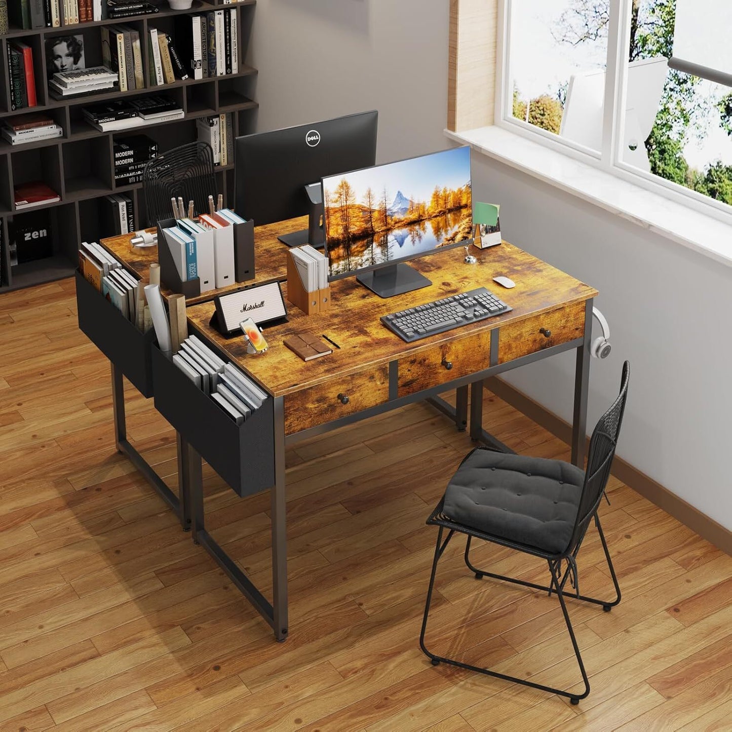 Small White Desk with Drawers - for Bedroom, 32 Inch Home Computer Desk