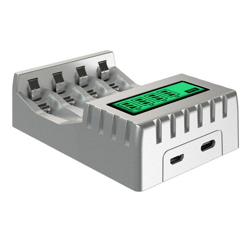 Efficient LCD Charger with 4 Slots Suitable for AAAAA Rechargeable Batteries