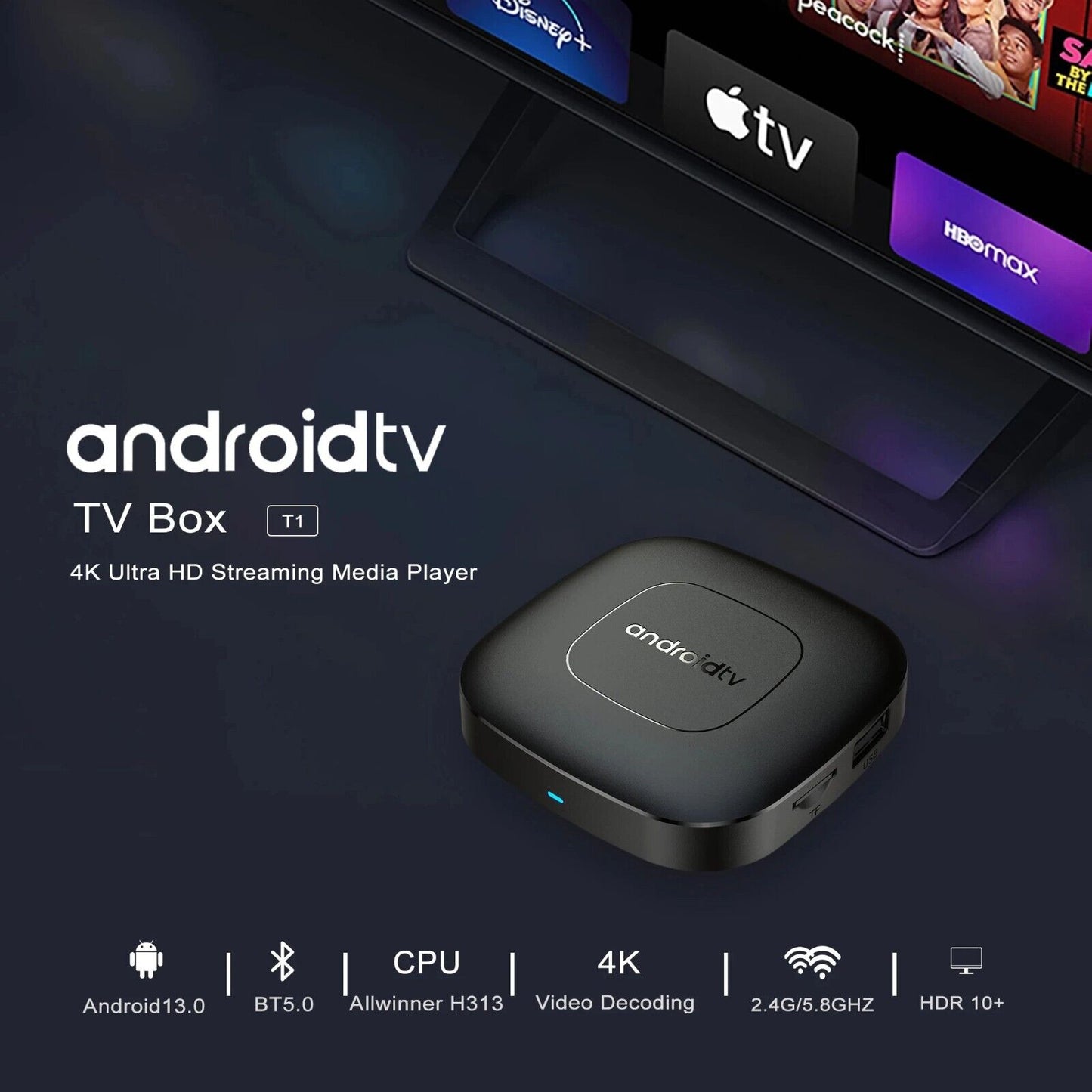 Android 13 TV Box 4K - Allwinner H313, Netflix, Voice Remote, Dual-Band WiFi
